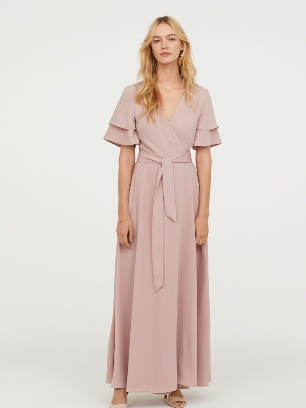 H&M Wrap Blush Pink Maxi Dress Women's Medium